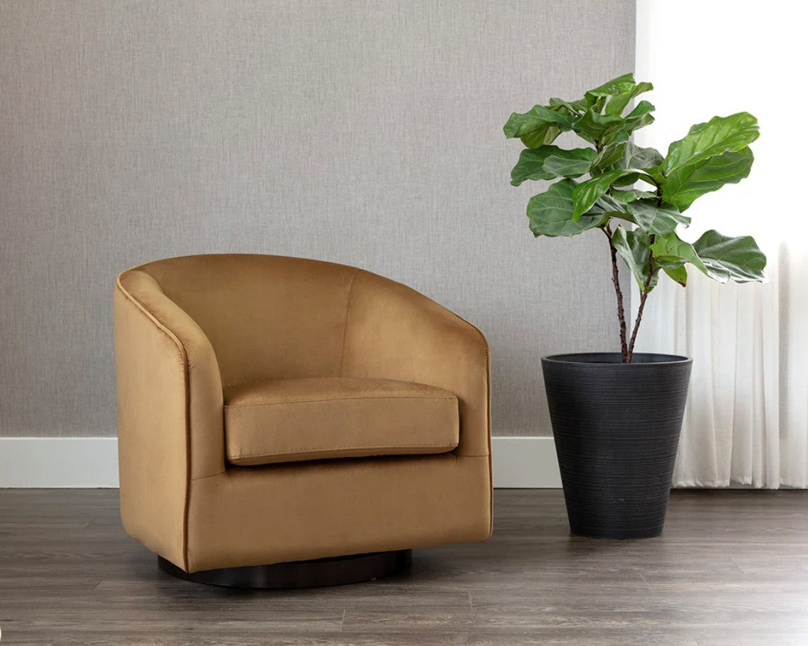 Hazel Swivel Lounge Chair, Dark Bronze