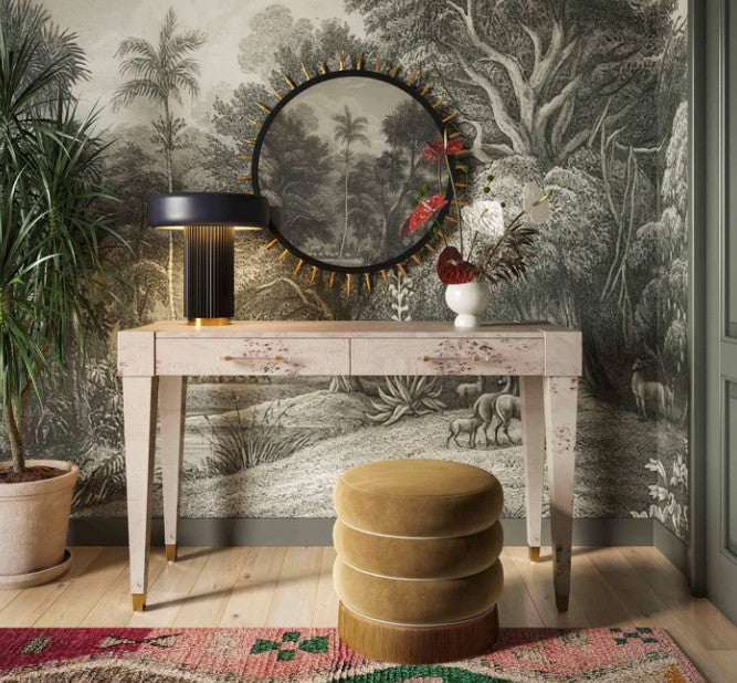 Lakka Velvet Ottoman, Brown