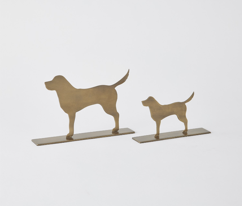 Dog Sculpture in Antique Brass, Large