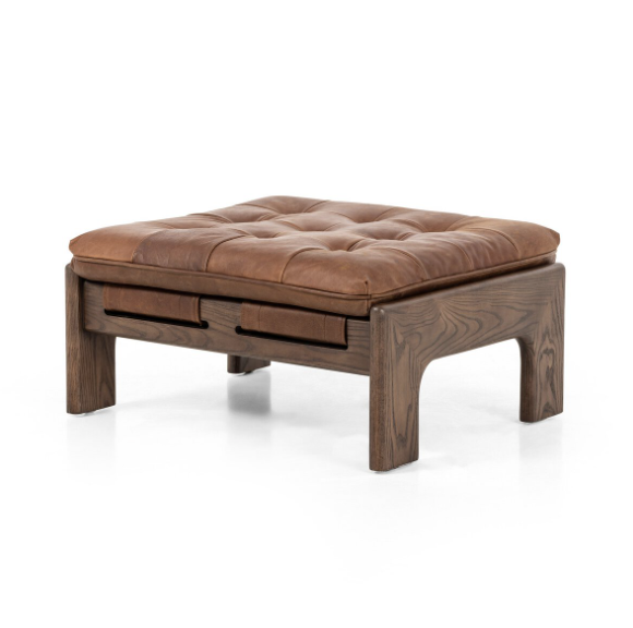 Halston Leather Ottoman